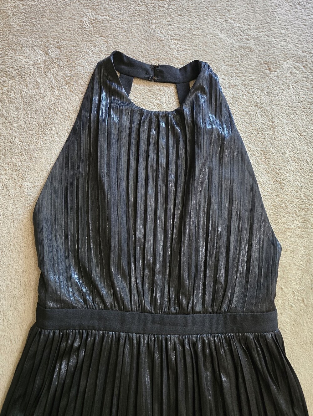 Gentle Fawn Black Shimmery Pleated Backless Cocktail Dress Size 6 - Picture 6 of 15
